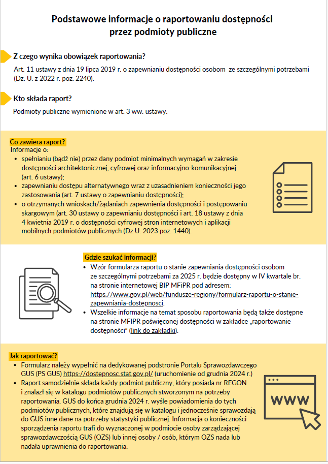 Podstawowe informacje o raportowaniu - pierwsza strona ulotki