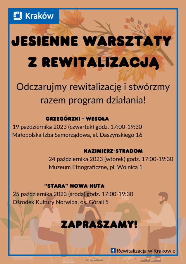 Plakat informujący o Jesiennych Warsztatach z Rewitalizacją