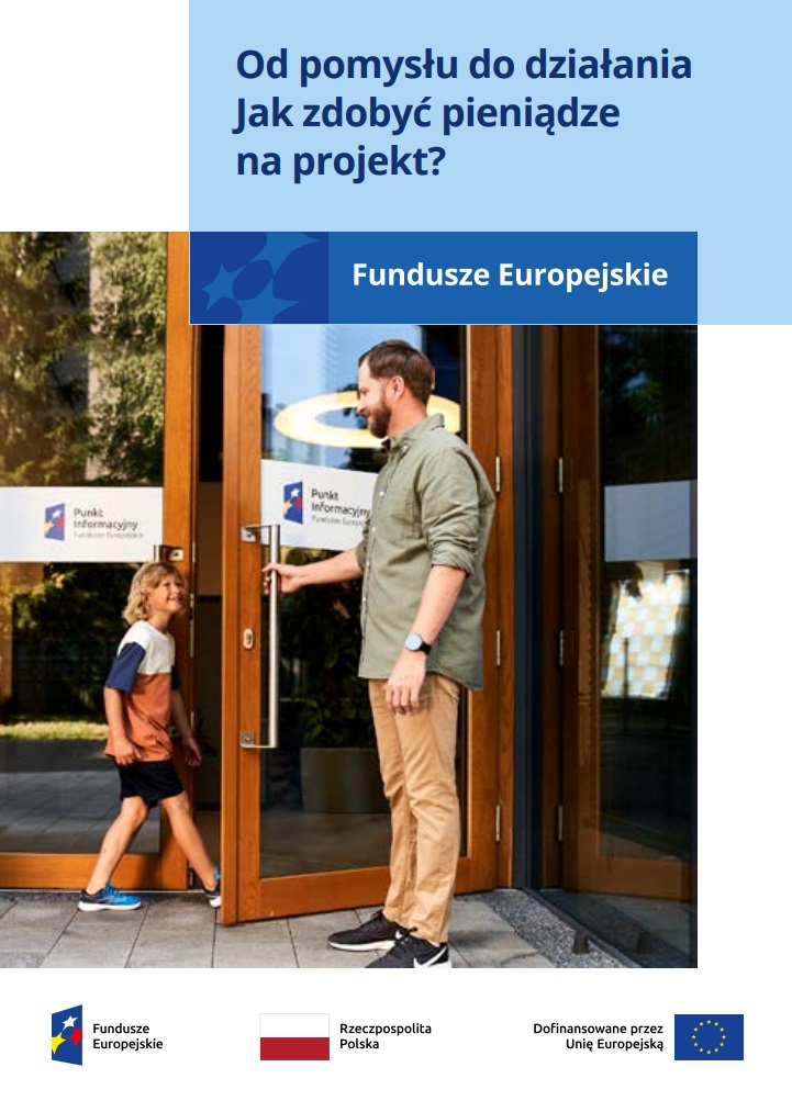 Okładka publikacji - na zdjęciu mężczyzna wchodzi do punktu informacyjnego