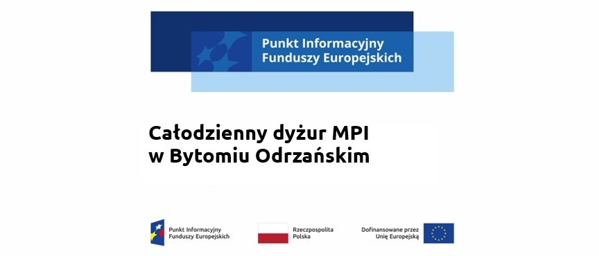 plakat zw kolortstyce białoniebieskiej z zaproszeniem na całodzienny dyżur MPI w Bytomiu Odrzańskim