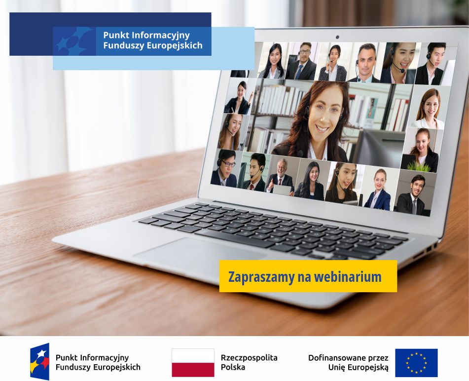 zdjęcie przedstawia ekran laptopa, na którym widać ludzi uczestniczących w webinarium