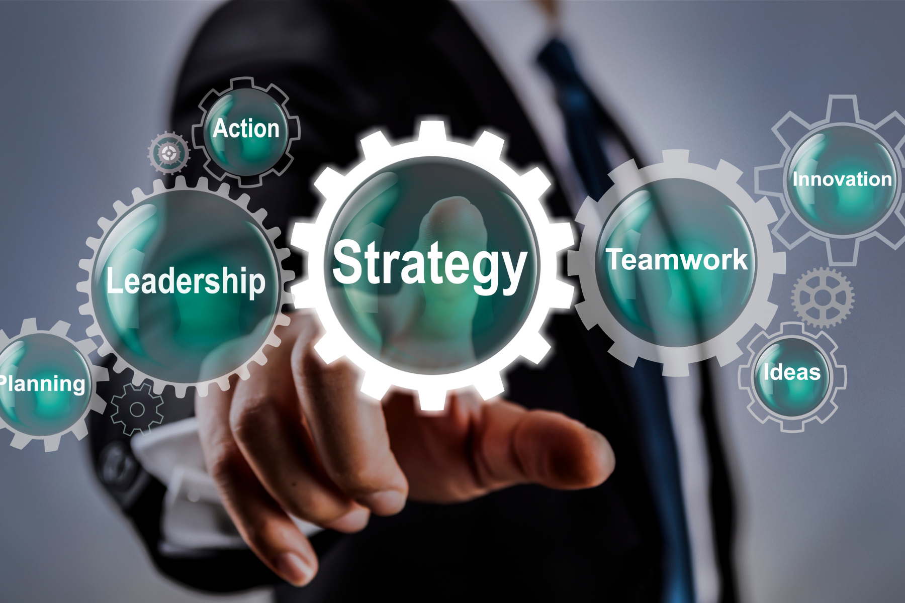 hologram z napisem Strategia