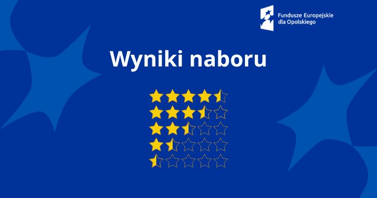 Grafika z logiem Fundusze Europejskie dla Opolskiego i napisem Wyniki naboru