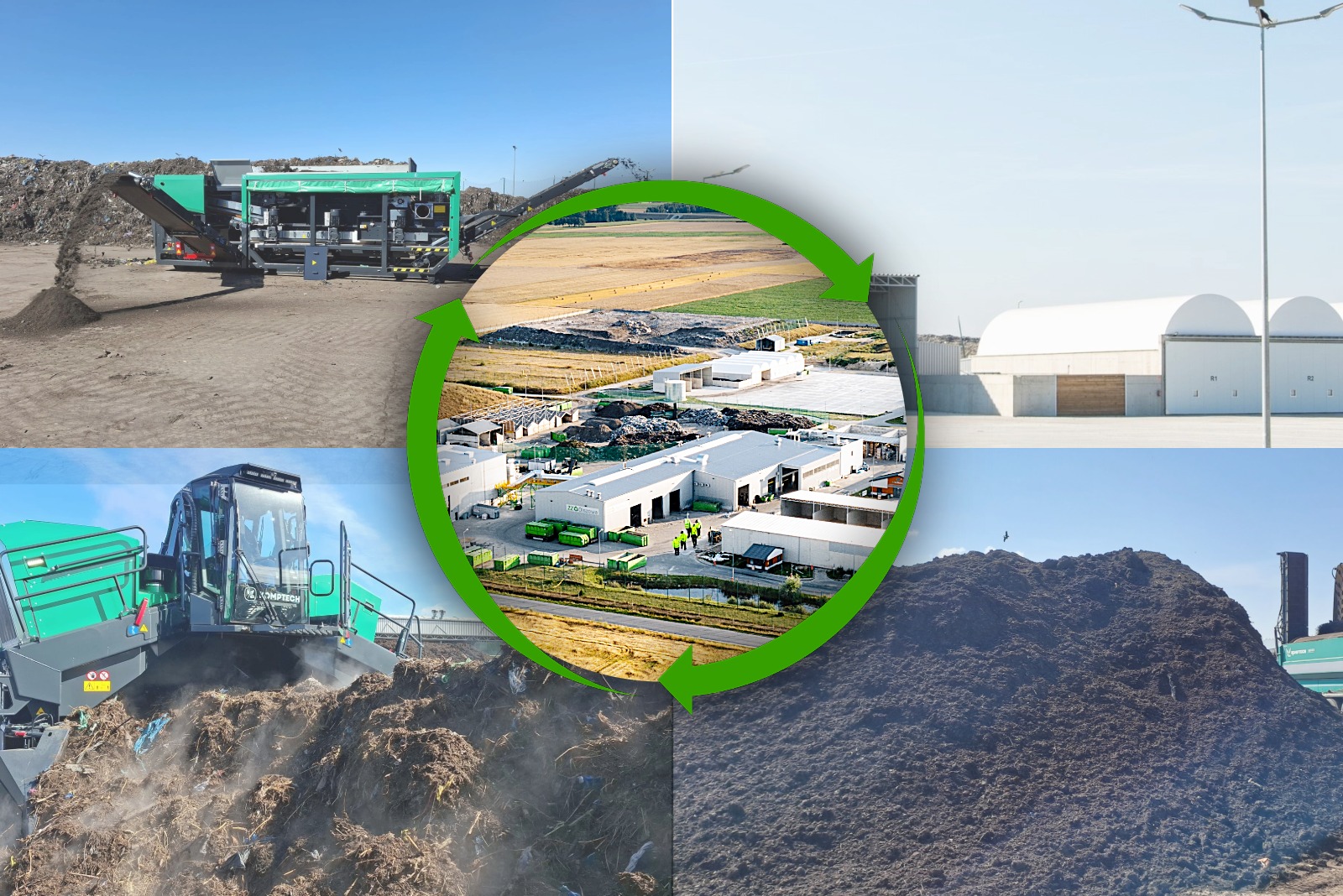 Kolaż zdjęć z Zakładu Zagospodarowania Odpadów w Olszowej