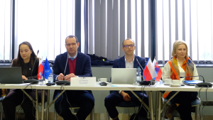 Od lewej Izabela Lacková, Peter Balun (przedstawiciele instytucji krajowej), Rafał Baliński i Iwona Brol (przedstawiciele instytucji zarządzającej)