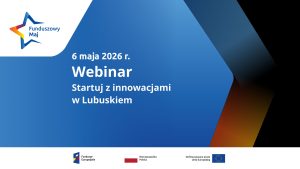 baner z zaproszeniem na webinar, z logotypami unijnymi na dole, w lewym górnym rogu gwiazda z napisem funduszowy maj